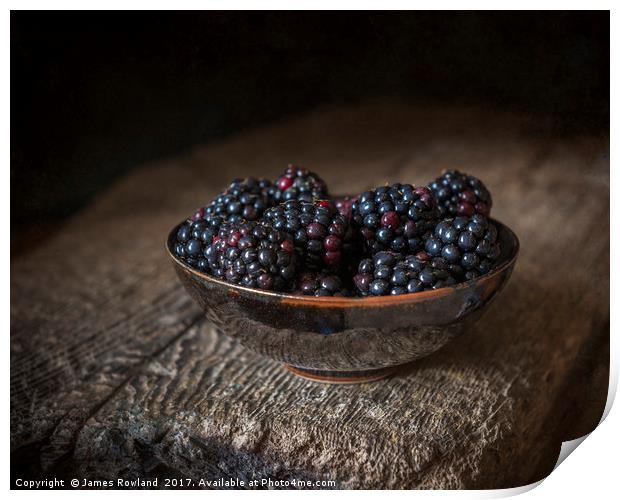 Blackberries in a Bowl Print by James Rowland