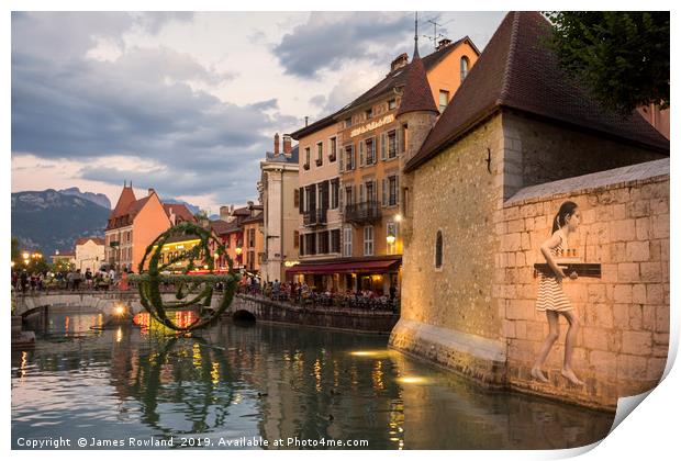 Old town, Annecy, France Print by James Rowland
