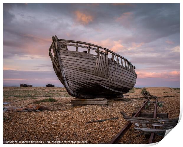 The Old Boat at Dungeness Print by James Rowland