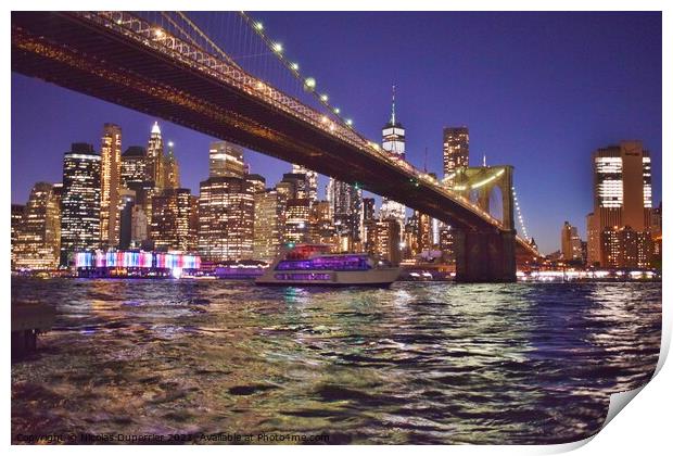 Lower Manhattan at night  Print by Nicolas Duperrier