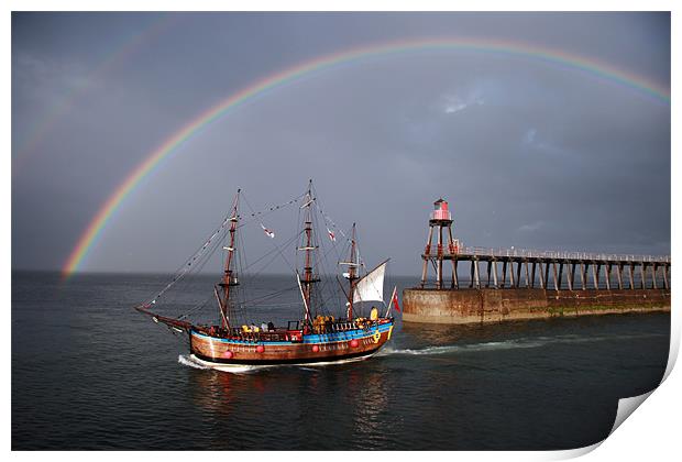 Whitby Pirate Ship Print by Dave Wyllie