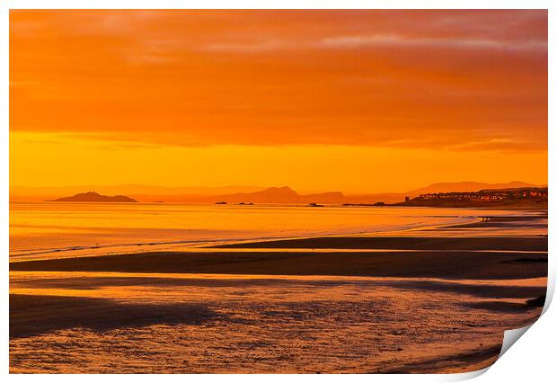 Sunrise over Kirkcaldy Beach Print by Andrew Beveridge