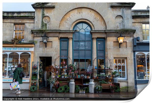 Shops on Pulteney Bridge  Print by Rob Hawkins