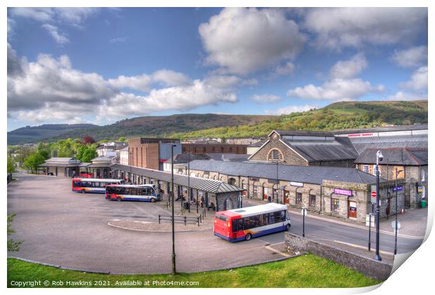Aberdare Market Hall and Bus Station  Print by Rob Hawkins