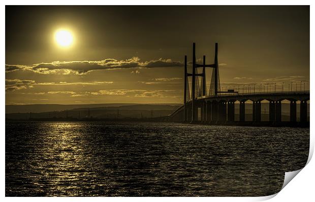 Severn Bridge Sunset Print by Rob Hawkins