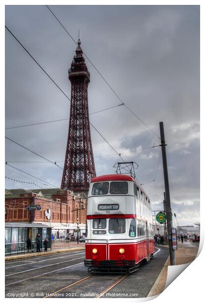 Blackpool  Tram & Tower  Print by Rob Hawkins