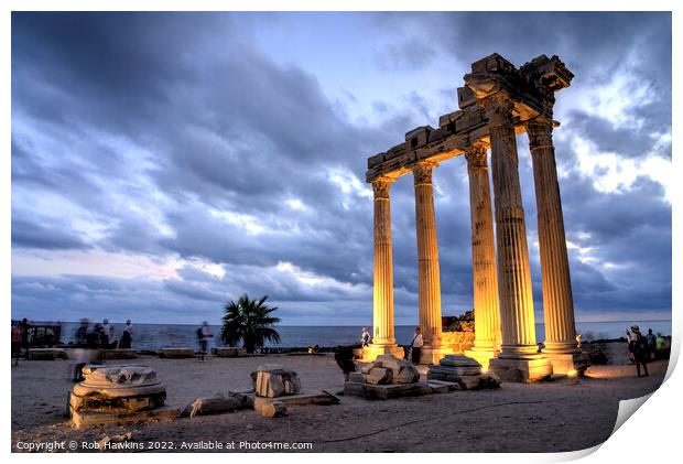 Temple of Apollo at dusk Print by Rob Hawkins