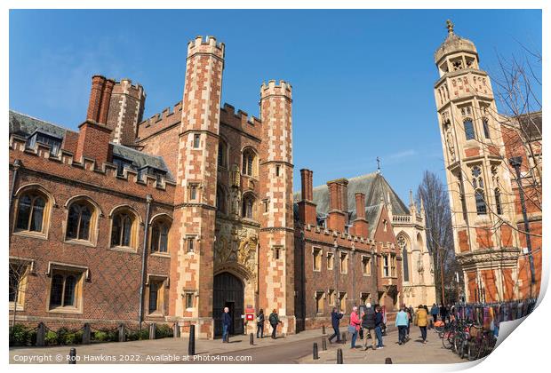 St John's College of Cambridge Print by Rob Hawkins