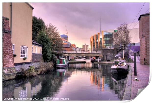 Birmingham Towpath twilight Print by Rob Hawkins