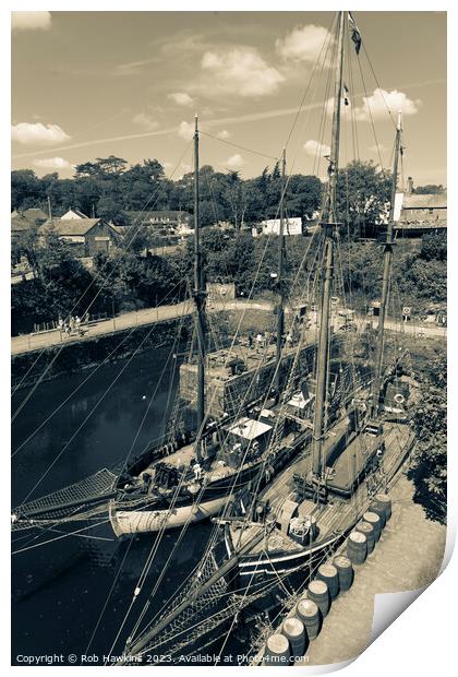 Charlestown Tall Ships  Print by Rob Hawkins