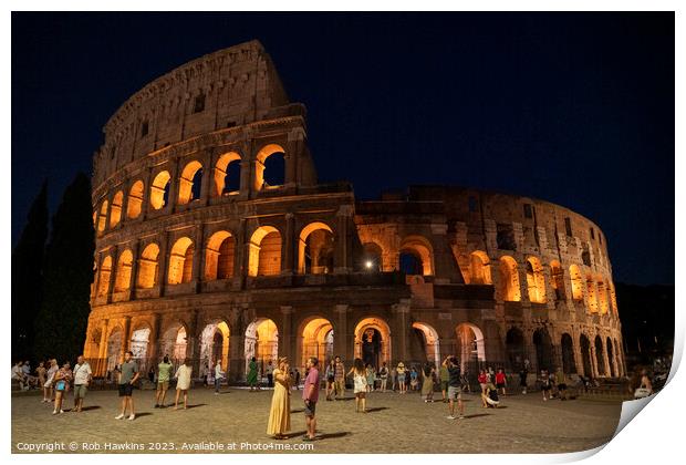 A night at Colosseum Print by Rob Hawkins