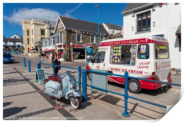 Saundersfoot Ice Cream Van  Print by Rob Hawkins