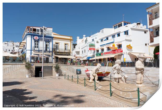 Albufeira Fishermans memorial Print by Rob Hawkins