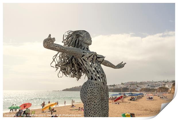 Albufeira Metal Mermaid Print by Rob Hawkins