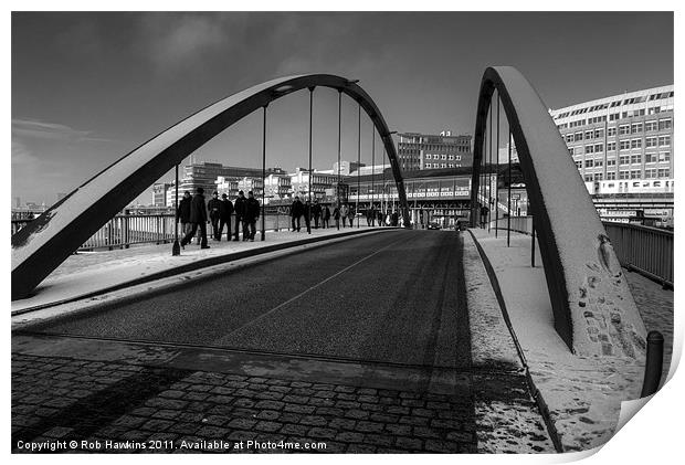 Bridge to the docks Print by Rob Hawkins