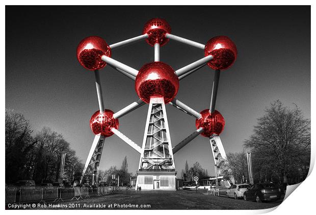 Red Atomium part deux Print by Rob Hawkins