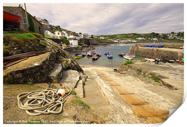 Coverack Harbour Print by Rob Hawkins
