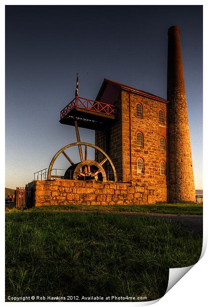 East Pool Mine Engine Print by Rob Hawkins