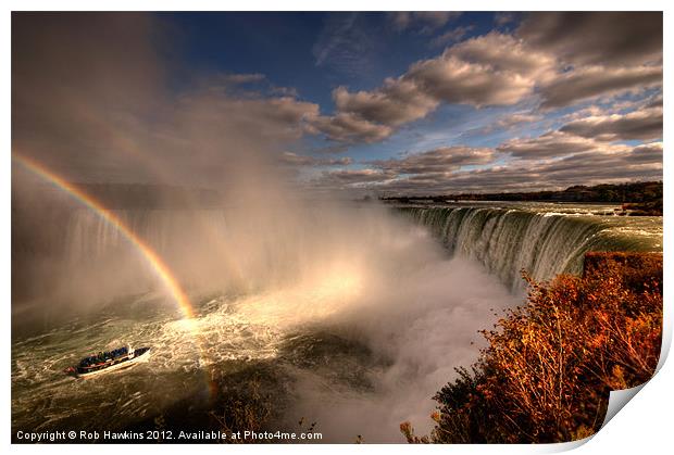 Rainbows over Niagara Falls Print by Rob Hawkins