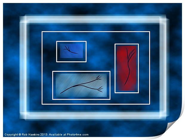 Blue Rectangles Print by Rob Hawkins