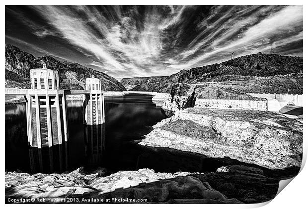 Hoover Dam Reservoir Print by Rob Hawkins