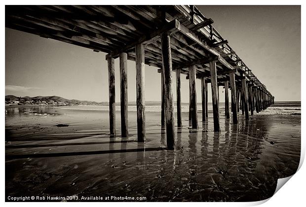 The pier at Cayucos Print by Rob Hawkins