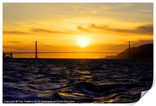 Golden Gate Sunset Print by Rob Hawkins