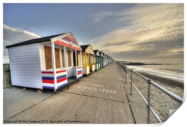 Southwold Beach Huts Print by Rob Hawkins