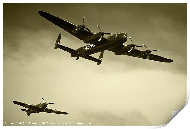Lancaster and the Hurricane Print by Rob Hawkins