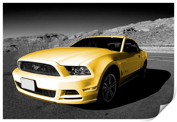 Yellow Mustang Print by Rob Hawkins