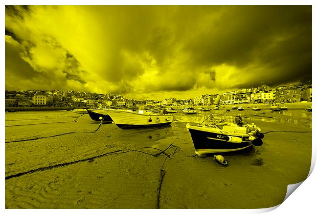 St Ives in yellow Print by Rob Hawkins