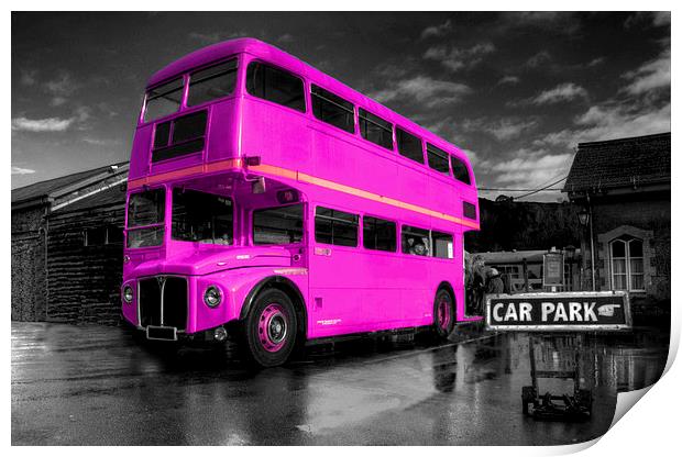 Pink Routemaster Print by Rob Hawkins