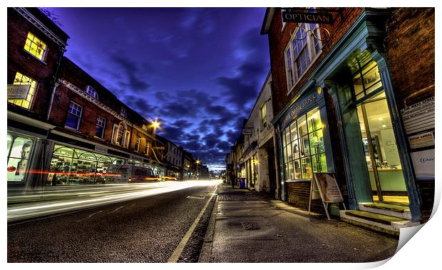 Farnham West St by night Print by Rob Hawkins