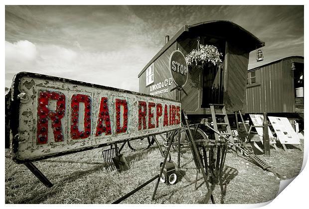 Road Repairs Print by Rob Hawkins