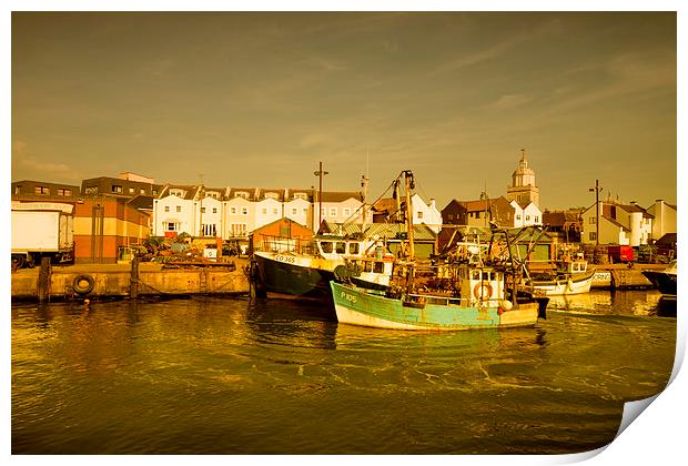 Trawlers at Portsmouth Harbour Print by Rob Hawkins