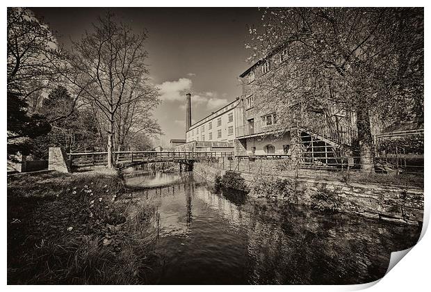 Coldharbour Mill in mono Print by Rob Hawkins
