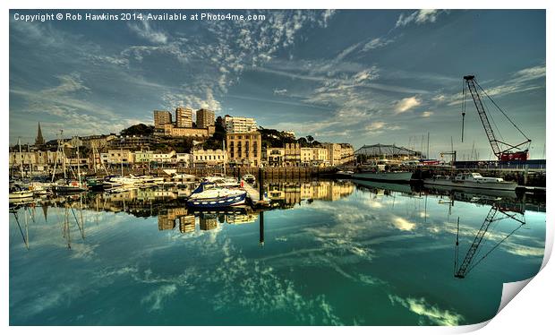  Torquay Harbour Reflections  Print by Rob Hawkins