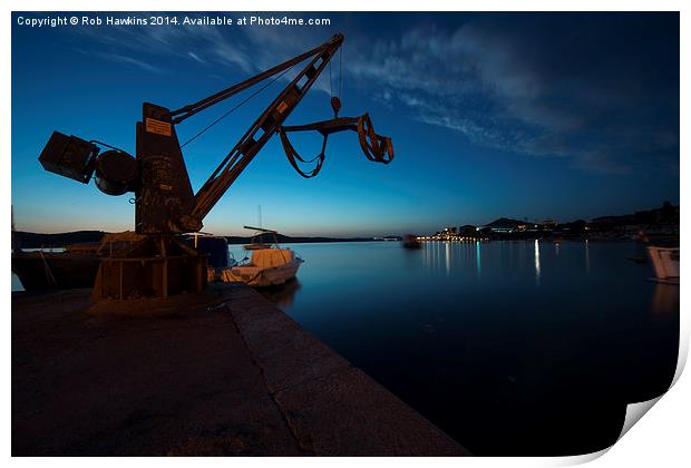  Sibinek boat crane at dusk  Print by Rob Hawkins