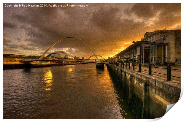  Sunset on the Tyne  Print by Rob Hawkins