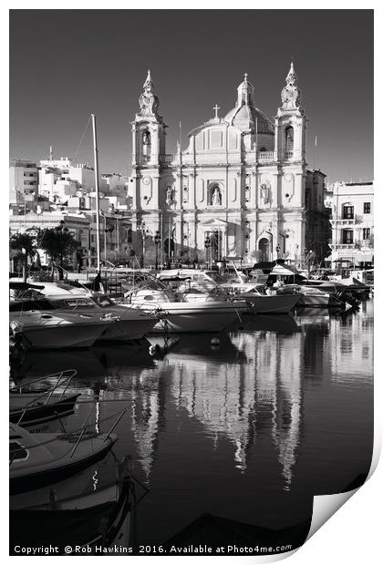 Valletta Marina reflections  Print by Rob Hawkins