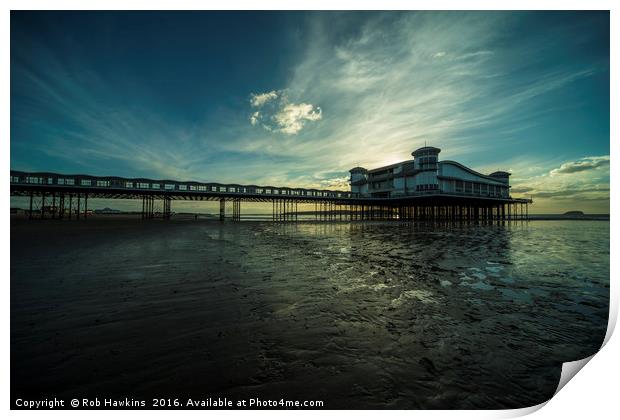 Weston Super Mare Pier at dusk  Print by Rob Hawkins
