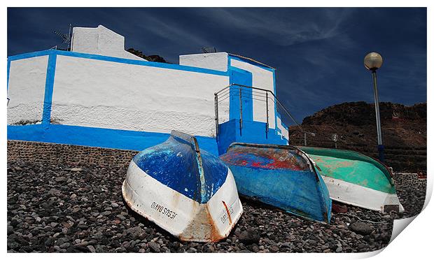 Boats on the beach Print by Rob Hawkins