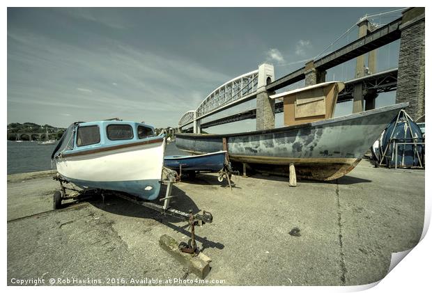 Boats by the the bridge  Print by Rob Hawkins