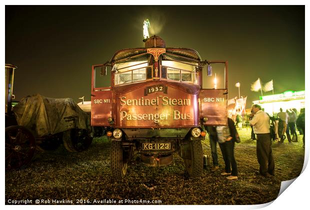 Sentinel Steam Bus by night  Print by Rob Hawkins