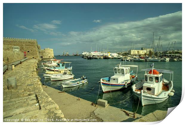 Heraklion old harbour  Print by Rob Hawkins