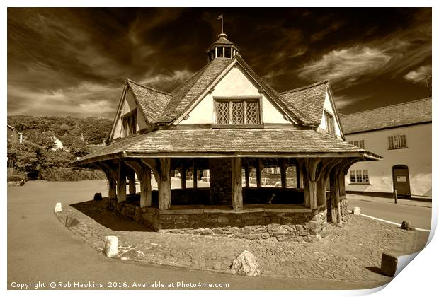 Dunster Yarn Market in Sepia  Print by Rob Hawkins