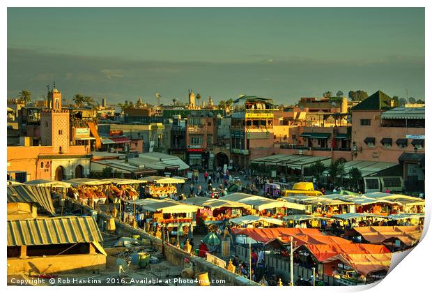 The marketplace of Marrakesh,  Print by Rob Hawkins