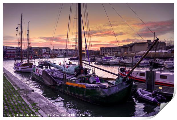 Bristol Harbour Sunset  Print by Rob Hawkins
