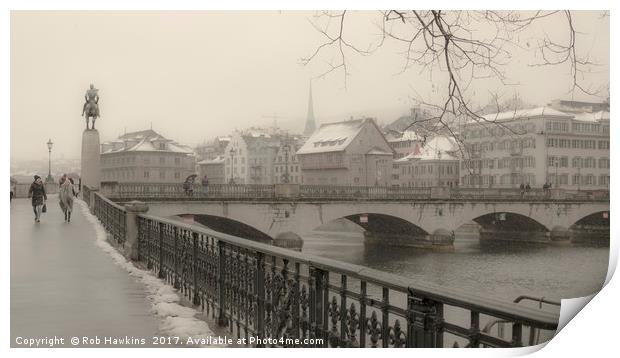 Zurich Bridge in Winter  Print by Rob Hawkins