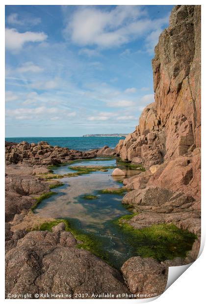 La Corbierre Rockpool  Print by Rob Hawkins